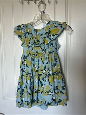 French Connection Blue Dress with Yellow Lemon Print